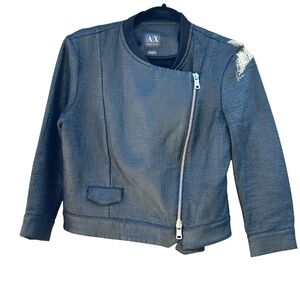 Armani Exchange Women's Faux Leather Moto Jacket Biker J-Summer-2015 Size M